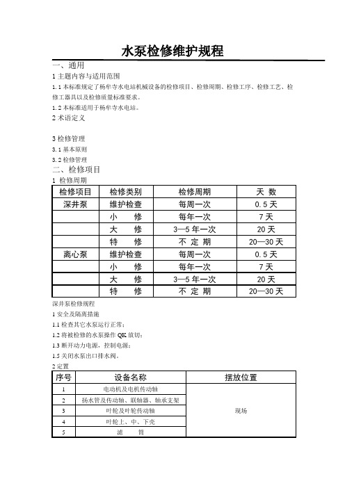 水泵检修维护规程