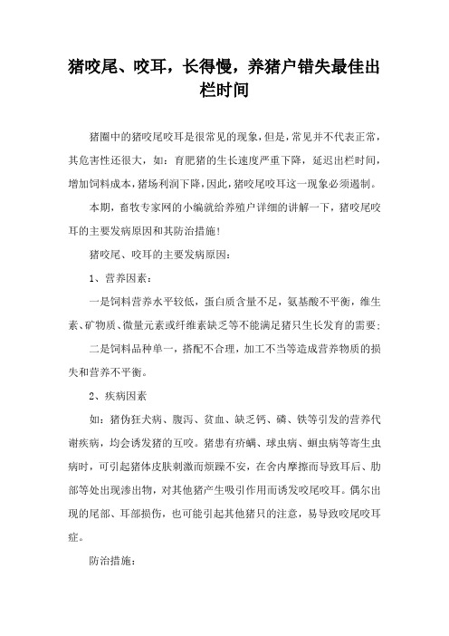 猪咬尾咬耳，长得慢，养猪户错失佳出栏时间