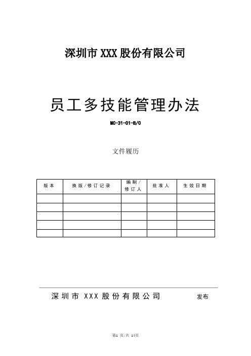 IATF16949员工多技能管理办法(含全部表单)