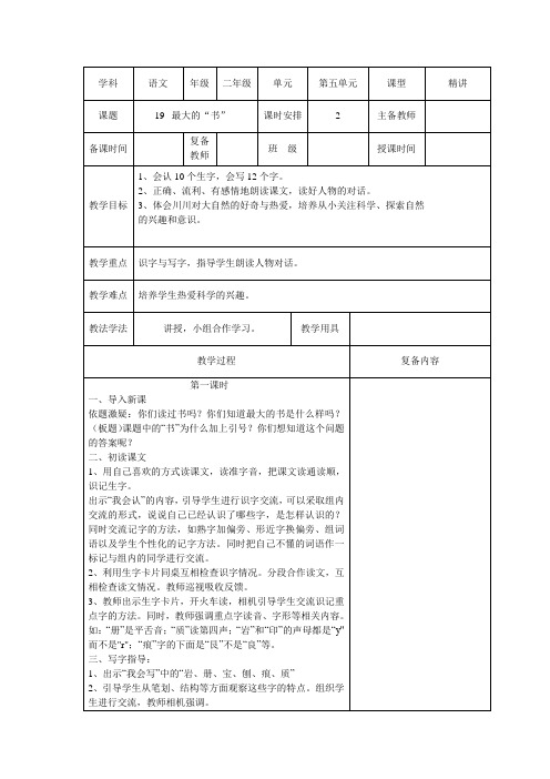 二年级语文下册第五单元《19.最大的“书”》教案