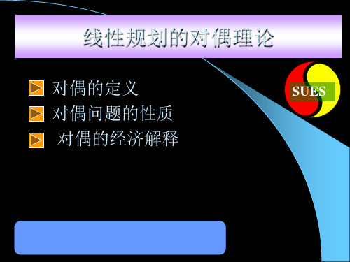 线性规划对偶理论含影子价格21136