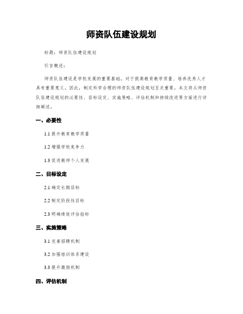 师资队伍建设规划