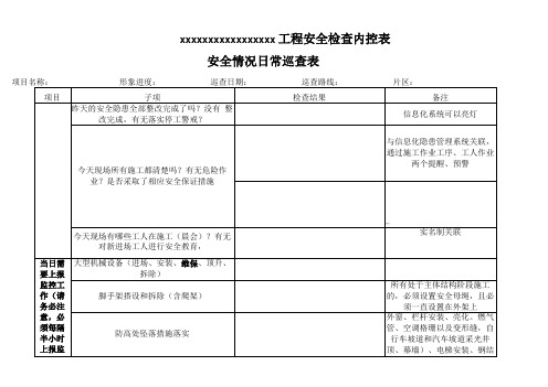 建筑工程项目日常安全检查表