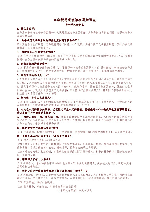 九年级政治全册知识点总结_鲁教版