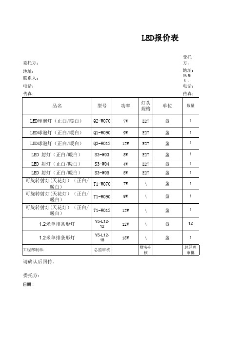 灯报价表00
