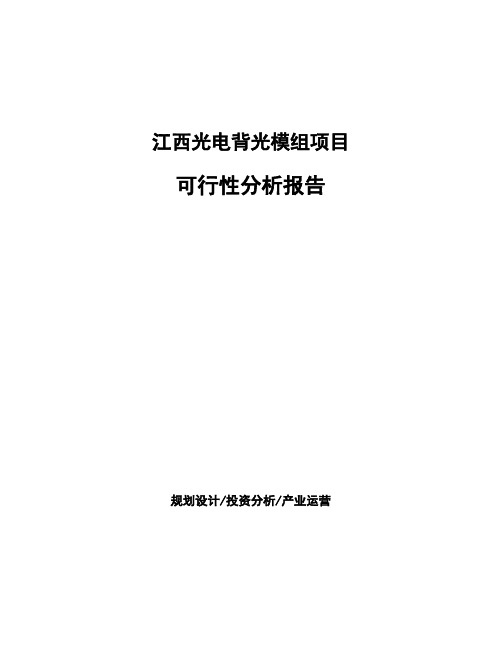 江西光电背光模组项目可行性分析报告(立项报告)