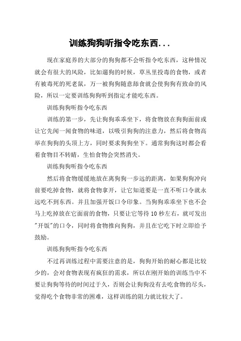训练狗狗听指令吃东西...