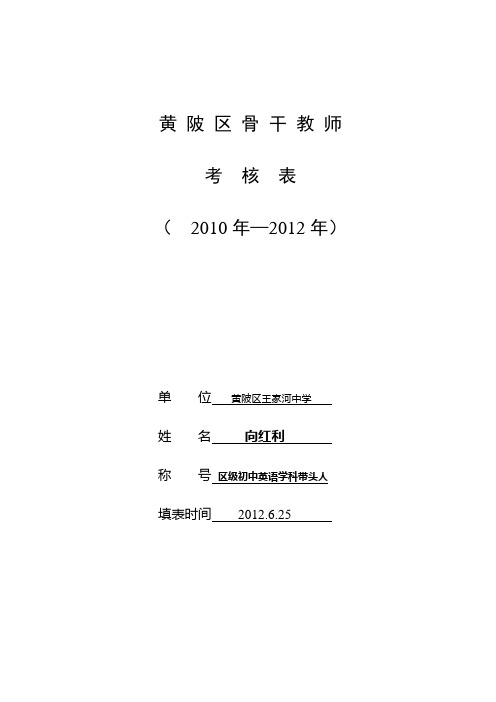 黄陂区骨干教师考核表