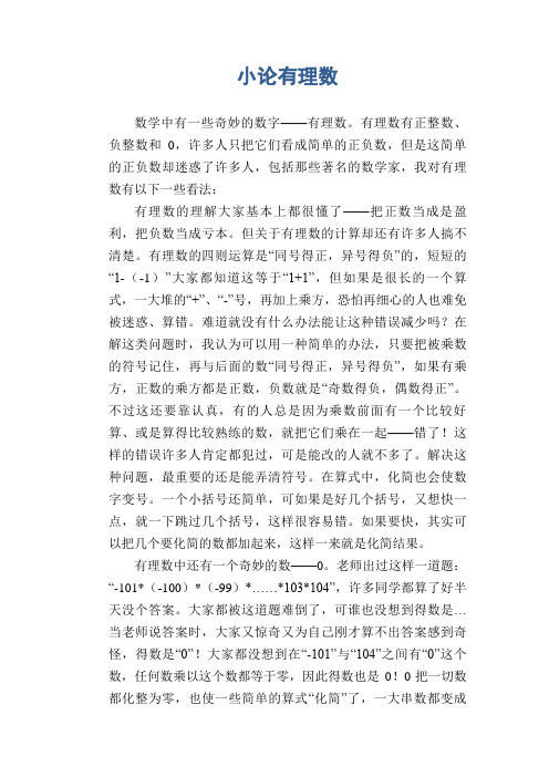 初中生优秀议论文：小论有理数