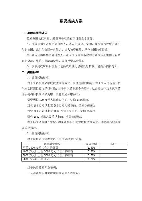 融资提成方案(草稿)