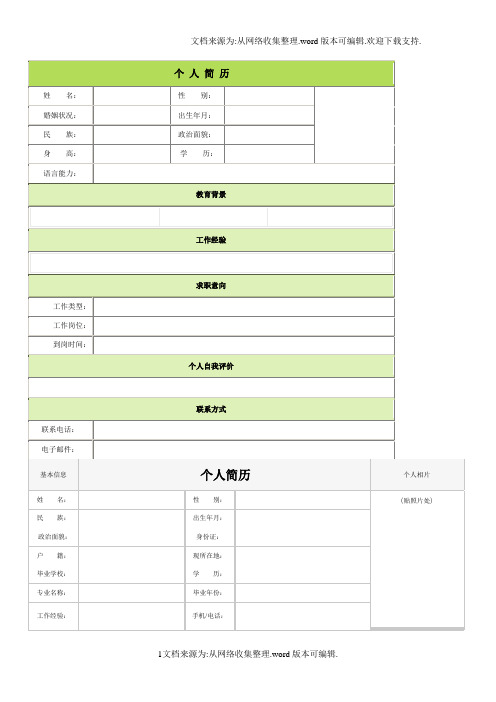 个人简历模板大全(60种)