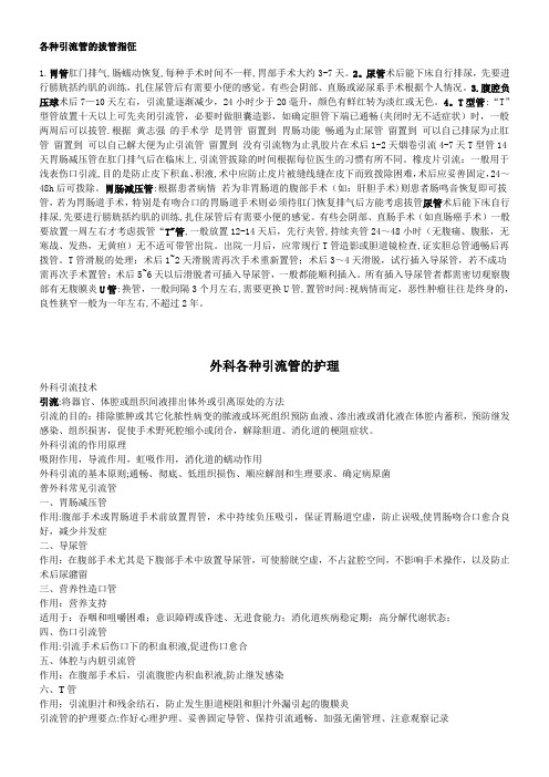 各种引流管的拔管指征