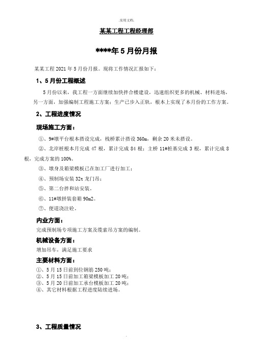 项目工程月报模板