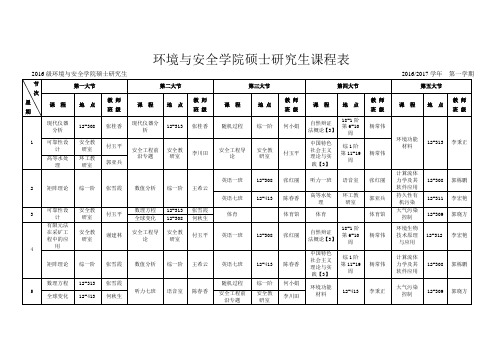 硕士研究生课程表