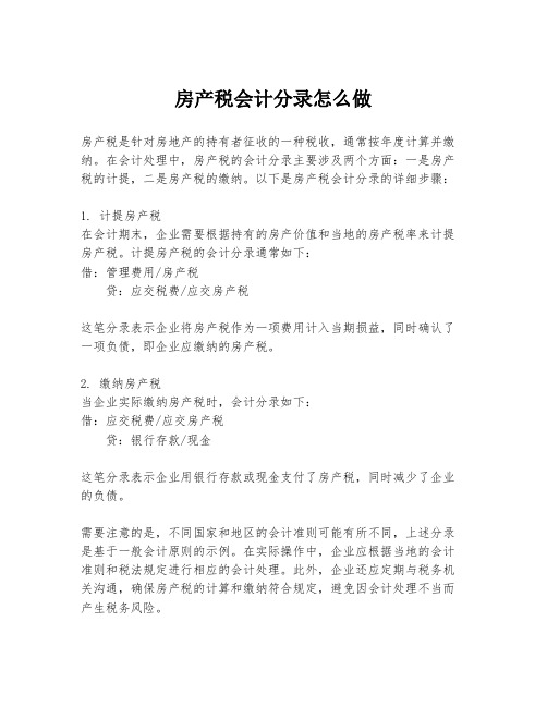 房产税会计分录怎么做