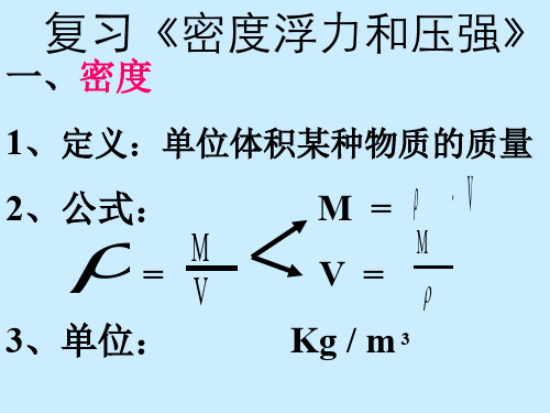 初中物理  密度浮力和压强 苏科版优秀课件