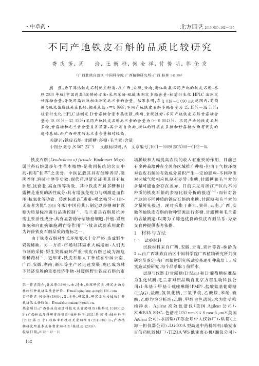 不同产地铁皮石斛的品质比较研究 (1)