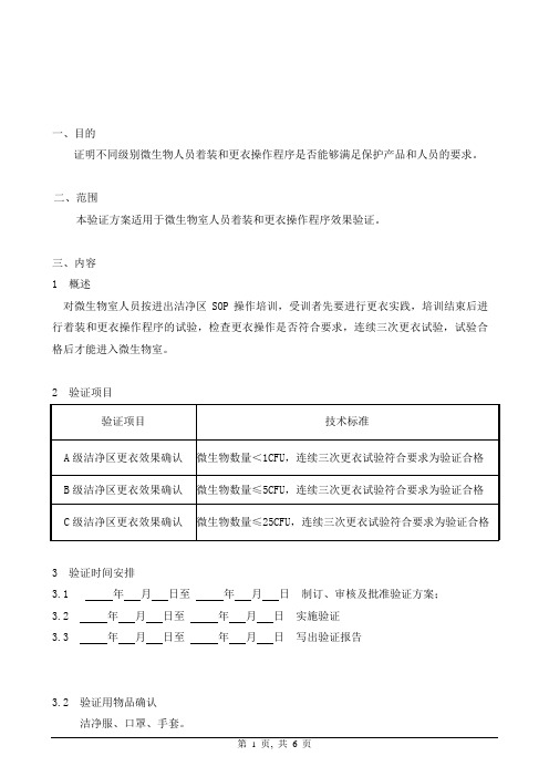 人员进入洁净区更衣效果验证方案