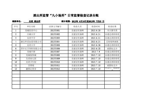 表D“九小场所”基本情况一览表