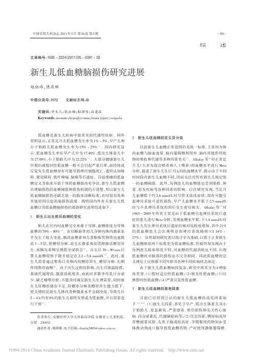 新生儿低血糖脑损伤研究进展_赵钰玮