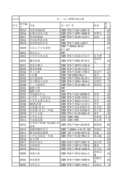 二1班图书角图书登记表(210)333zuixin