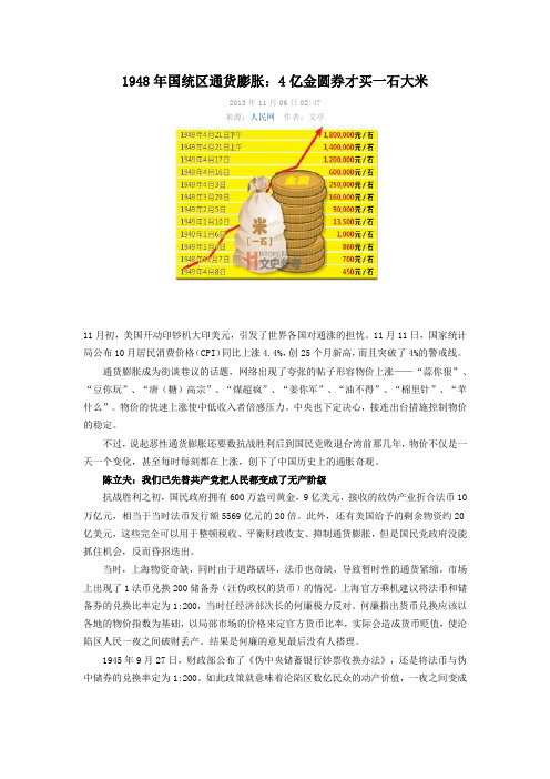 1948年国统区通货膨胀