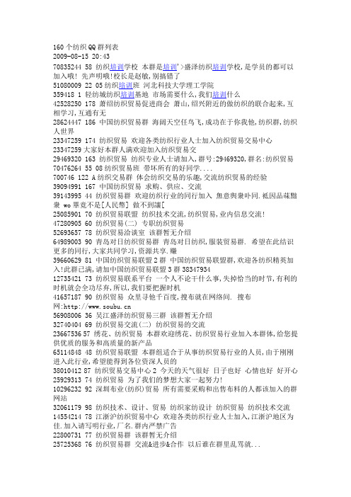 160个纺织QQ群列表