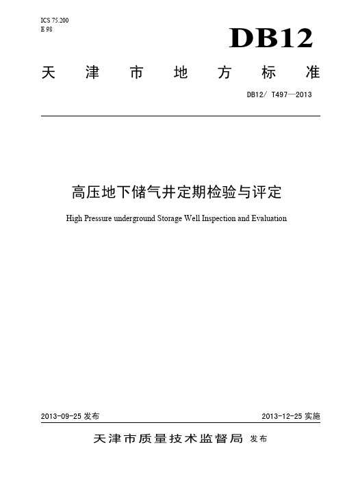 DB12_T497-2013高压地下储气井定期检验与评定