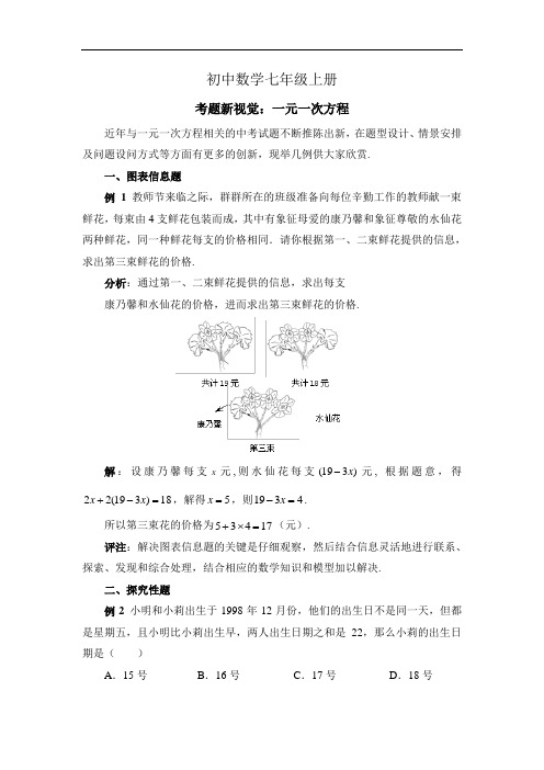 初中数学七年级上册考题新视觉 一元一次方程