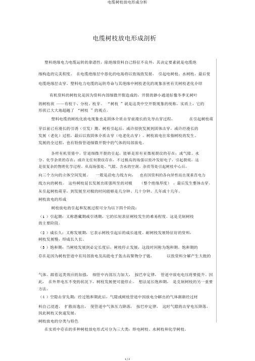 电缆树枝放电形成分析