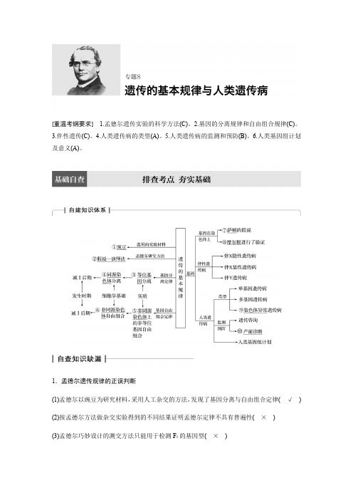 【步步高】2017届高考生物(江苏专用)二轮教师文档讲义：专题8遗传的基本规律与人类遗传病