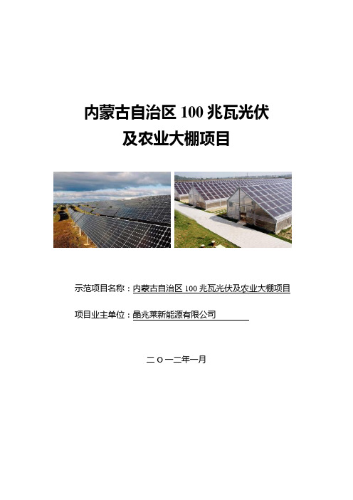 100mw光伏及农业大棚项目立项学位论文