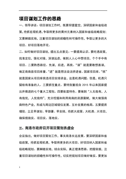 项目谋划工作的思路