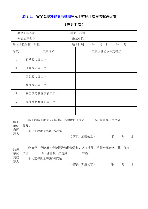 2.11安全监测外部变形观测设施质量验收评定表