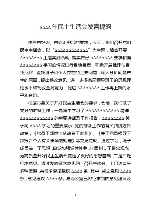 主要领导发言提纲