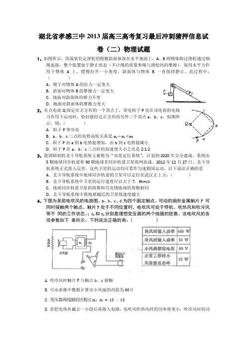 湖北省孝感三中高三高考复习最后冲刺猜押信息试卷(二)物理试题