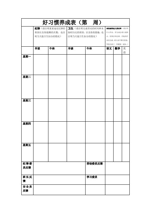 好习惯养成(班级管理)表