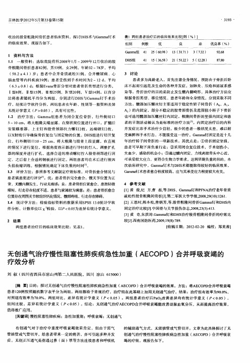 无创通气治疗慢性阻塞性肺疾病急性加重(AECOPD)合并呼吸衰竭的疗效分析