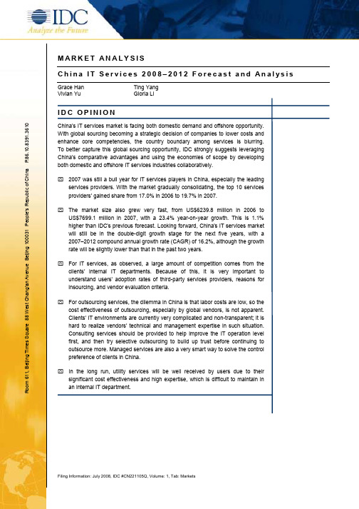 IDC - China IT Services 20082012 Forecast and Analysis