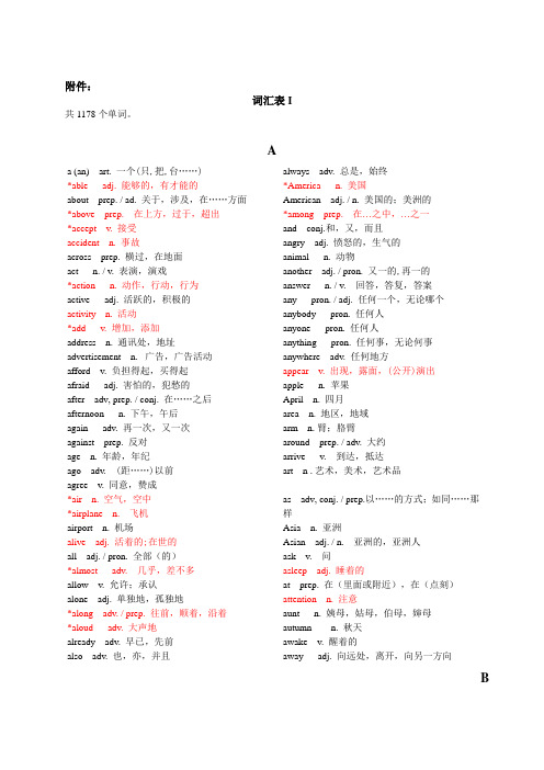 2010年中考新词汇表