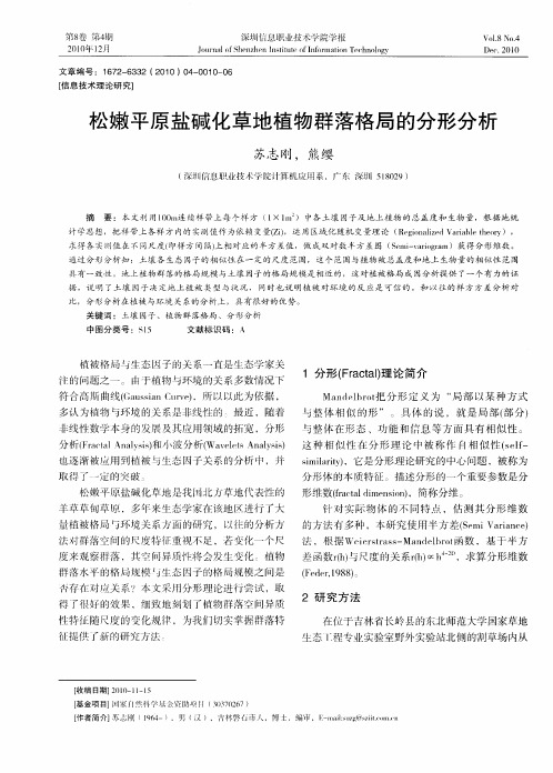 松嫩平原盐碱化草地植物群落格局的分形分析