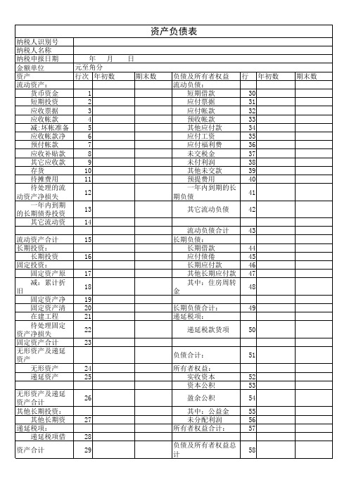 资产负债表