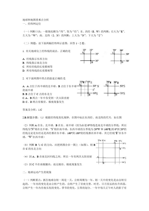 地球和地图重难点分析