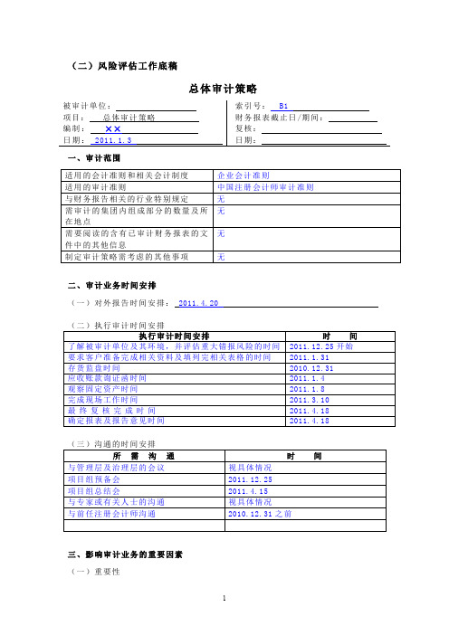 2-1总体审计策略
