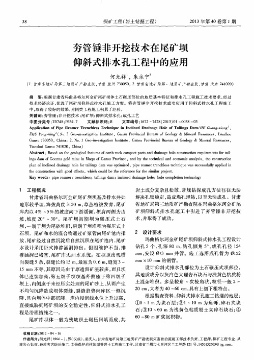 夯管锤非开挖技术在尾矿坝仰斜式排水孔工程中的应用