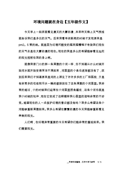 环境问题就在身边【五年级作文】
