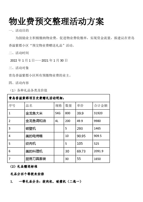 物业费预交整理活动方案