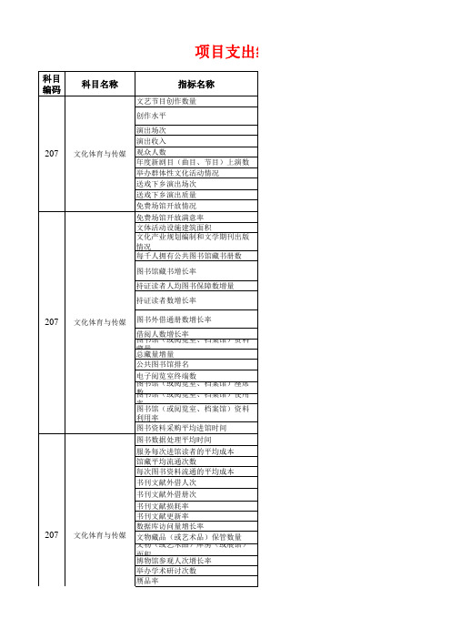 项目支出绩效评价指标体系：文化体育与传媒
