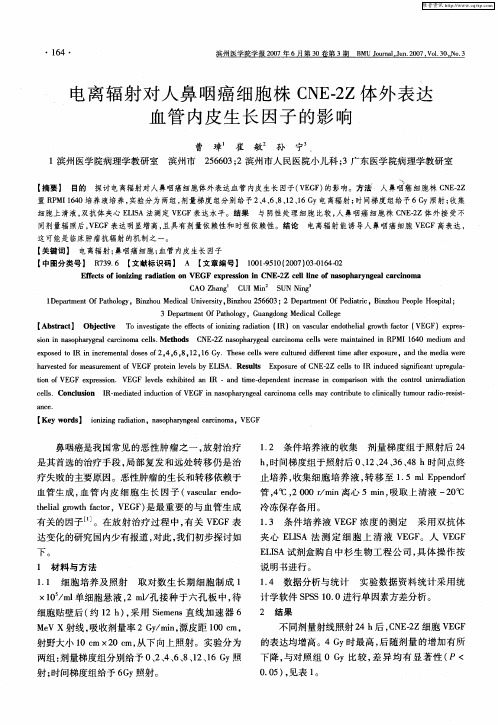 电离辐射对人鼻咽癌细胞株CNE-2Z体外表达血管内皮生长因子的影响