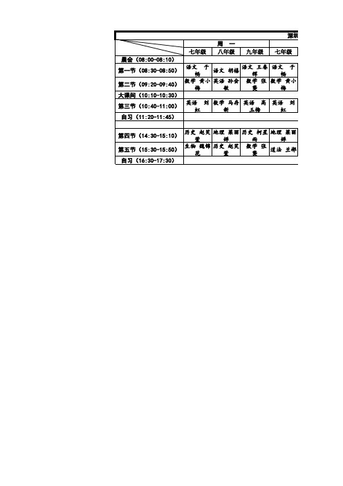 深圳市龙岗区文龙学校2019--2020学年春季第二学期课程表